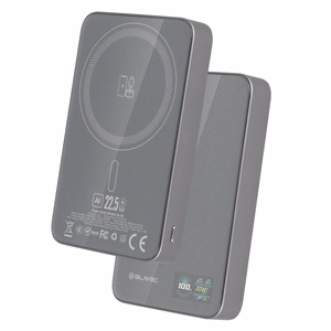 Blavec Power Bank 10000mAh BJ-04 Slim 13,5mm - Type C - 22,5W магнитный Magsafe 3 в 1 (PBBJ04-MC10G) серое стекло