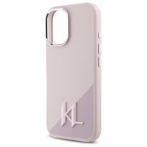 Karl Lagerfeld Silicone Shadow Metal Initial MagSafe iPhone 16 Ümbris - roosa