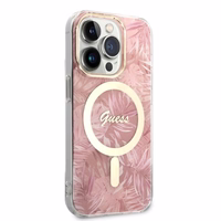 Komplekt Guess GUBPP14LHJEACSP Ümbris+ Laadija iPhone 14 Pro 6,1" roosa hard ümbris Jungle MagSafe