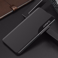 Eco Leather View Case elegantne raamaturiiuli tüüpi ümbris koos stendiga Samsung Galaxy A72 4G jaoks must