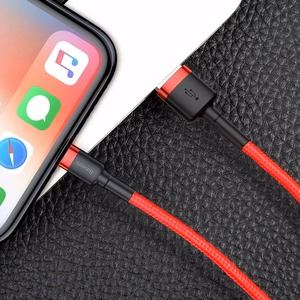 Baseus Cafule USB Lightning cable 2.4A 1m (must + punane)