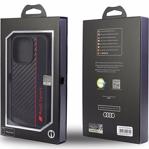 Audi Carbon Fiber Stripe iPhone 13 Pro Max 6.7" чёрный/чёрный хардкейс AUS-TPUPCIP13PM-R8/D1-BK
