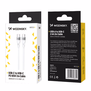 Wozinsky WSTCC2 USB-C / USB-C PD 65W kaabel 2 m - valge