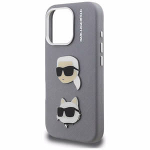 Karl Lagerfeld FW Grained Karl & Choupette Heads Pins Ümbris iPhone 16 Pro Max - hall
