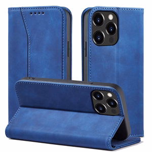 Magnet Fancy Case ümbris iPhone 13 Pro jaoks, kaarditasku, rahakoti- ja tugijala funktsioon, sinine