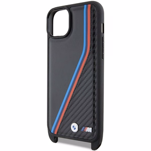 BMW M Edition Carbon Tricolor Lines & Strap ümbris jaoks iPhone 15 Plus / 14 Plus - must