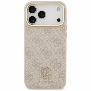 Guess 4G Strass Logo & Big Strap Metal Buttons MagSafe Ümbris jaoks iPhone 17 Pro Max - Roosa