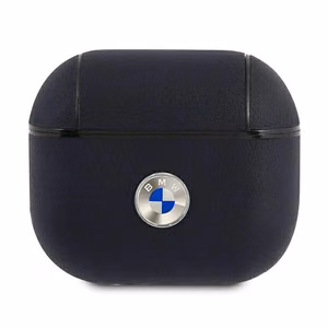 BMW AirPods 3 ehtsast nahast hõbedase logoga ümbris - tumesinine