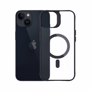 3mk Satin Armor MagCase with MagSafe jaoks iPhone 13 / 14 - läbipaistev with must Frame