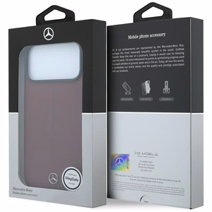 Mercedes Semi Wrap Iconic Line MagSafe nahast ümbris mudelitele iPhone 18 Pro Max / 17 Pro Max, bordoopunane