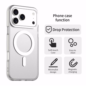 Valge magnetiline PC-, PET- ja TPU-hübriidümbris iPhone 18 Pro Max / 17 Pro Max jaoks