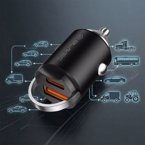 Blavec Autolaadija BS-02B-C Aero - USB + Type C - QC 3.0 18W PD 30W koos Type C to Type C cable (CCBS02BCA-UCB) must