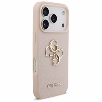 Guess Grained Big 4G & Classic Logo iPhone 17 Pro Ümbris - Roosa