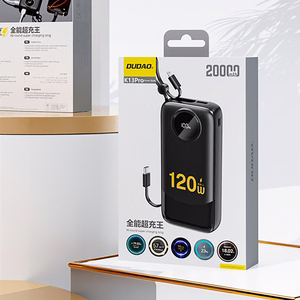 Dudao K13Pro 20000mAh Powerbank with Built-in Cable - Black