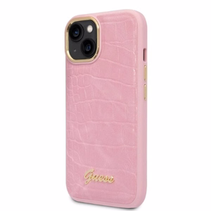 Guess Croco Collection ümbris jaoks iPhone 14 Plus - roosa
