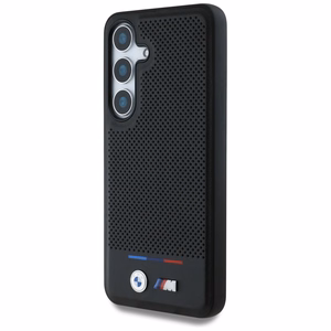 BMW Leather Tricolor Stripe MagSafe Ümbris jaoks Samsung Galaxy S25 - must