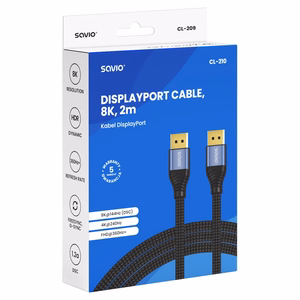 Savio CL-210 DisplayPort kaabel 2 m must