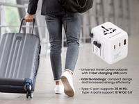 Gembird TPA-1A2C20-01-W Universal travel power adapter, 20 W, valge