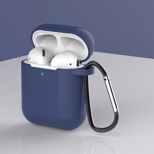 AirPods 2 / AirPods 1 silikoonist pehme ümbris kõrvaklappidele + võtmehoidja ripats sinine (ümbris D)