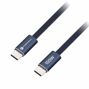Kaabel USB C USB C Forcell F-Energy QC4.0 PD 5A 100W Cafule Flat 1,2 m CCFN23 tumesinine