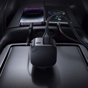 Autolaadija Hoco Z68, USB-A + USB-C, PD QC3.0, 45 W, väljatõmmatava USB-C-kaabliga, must