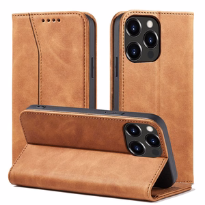 Magnet Fancy Case чехол для iPhone 13 Pro Max чехол-кошелёк с держателем для карт коричневый