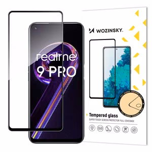 Особо прочное закаленное защитное стекло Wozinsky Full Glue на весь экран с рамкой для Realme 9 Pro, совместимо с чехлом, черное