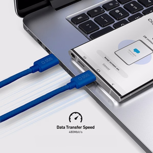 SBS TECABLETISSUETCCB USB-C - USB-C 1.5m 60W braided kaabel - sinine