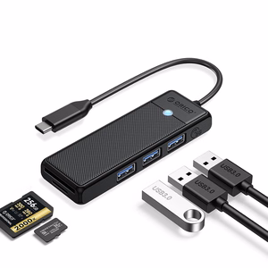 Orico PAPW3AT-U3 USB Hub 4-port 3x USB-A 3.0 with microSD/SD card reader 1.8 m - black