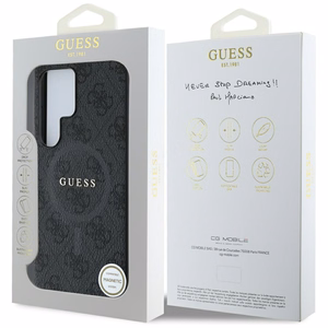 Guess Leather 4G Colored Ring Classic Logo MagSafe Ümbris Samsung Galaxy S25 Ultra must