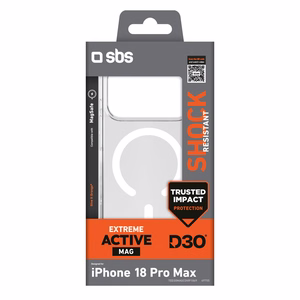 SBS D3O Active ümbris iPhone 18 Pro Max / 17 Pro Max jaoks, MagSafe'iga ühilduv, läbipaistev