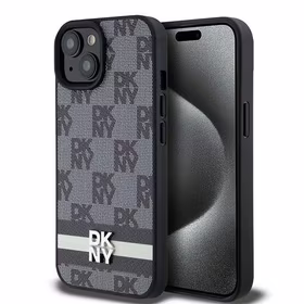 DKNY Leather Checkered Mono Pattern & Printed Stripes Ümbris jaoks iPhone 15/14/13 - Must
