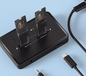 Gembird DD2-U3M2 lauaarvuti kahekordne SSD dokkimisjaam USB Type-C M.2 NVME (ja SATA), must