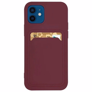 Kaardiümbris Silikoonist rahakotiümbris kaardipesaga dokumendid Samsung Galaxy A72 4G Burgundia värvi