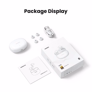 Ugreen HiTune T6 juhtmevabad kõrvaklapid ANC funktsiooniga + USB-A - USB-C kaabel valged