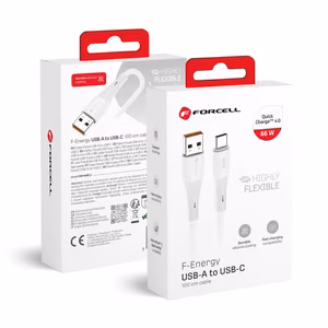 Kaabel USB A to USB C Forcell F-Energy QC4.0 3A 66W Silikoon 1 m C342 valge