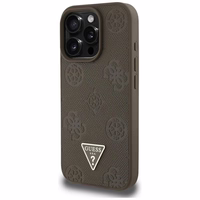 Guess Grained Hot Stamp Peony Triangle Logo MagSafe iPhone 16 Pro Max Ümbris - Brown