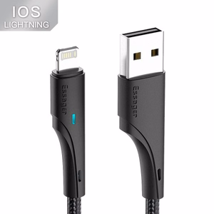 USB Cable Essager "Rous" Black "Lightning" 100cm with LED indicator