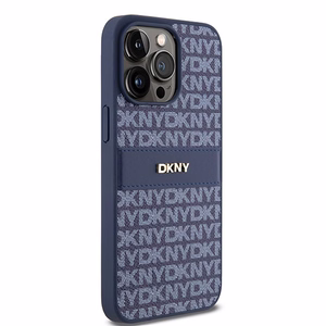 DKNY Leather Mono Stripe & Metal Logo чехол для iPhone 15 Pro Max - синий