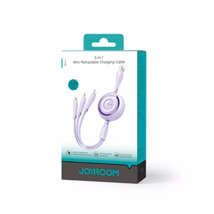 Joyroom Colorful Series S-A40 выдвижной кабель 3 в 1 USB-A - USB-C Lightning Micro USB 1м - фиолетовый