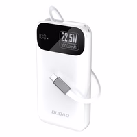 Dudao K31 10000 mAh 22.5W PD Powerbank sisseehitatud kaabliga - valge