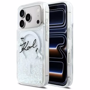 Karl Lagerfeld Liquid Glitter Karl Script Logo MagSafe Ümbris for iPhone 17 Pro - Clear