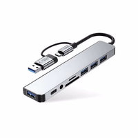 Tech-Protect HB06 HUB Adapter 8in1 TYPE-C + USB2.0 + USB3.0 + SD/TF + AV3.5 - hall