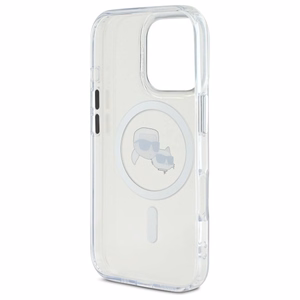 Чехол Karl Lagerfeld IML Metal Karl&Choupette Head MagSafe для iPhone 16 Pro Max (белый)