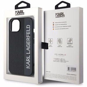 Karl Lagerfeld Saffiano Rhinestones & Charm ümbris jaoks iPhone 15 / 14 / 13 - must