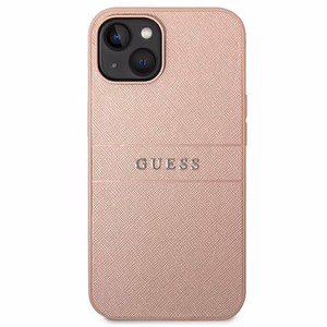 Guess GUHCP14MPSASBPI Saffiano with Metal Logo ümbris seadmele iPhone 14 Plus, roosa