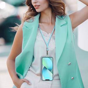 SWING (6mm) Phone lanyard, Phone pendant with adjustable length / cord length 165cm (max 82.5cm in the loop) / on the shoulder or neck - lite roheline
