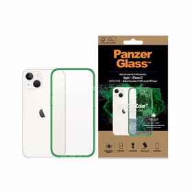 PanzerGlass ClearCase antibacterial ümbris with Military Grade certificate jaoks iPhone 13 / 14 / 15 - läbipaistev roheline