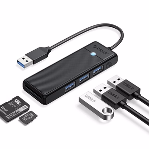 Orico PAPW3AT-U3 USB Hub 4-port 3x USB-A 3.0 with microSD/SD card reader 1 m - black