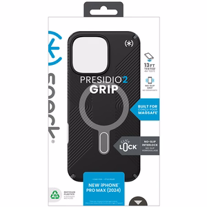 Speck Presidio2 Grip ClickLock & MagSafe ümbris seadmele iPhone 16 Pro Max, must / kiltkivihall / valge